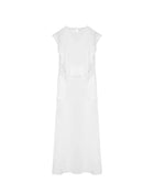 LONG LINEN DRESS WITH TRIM DETAIL
