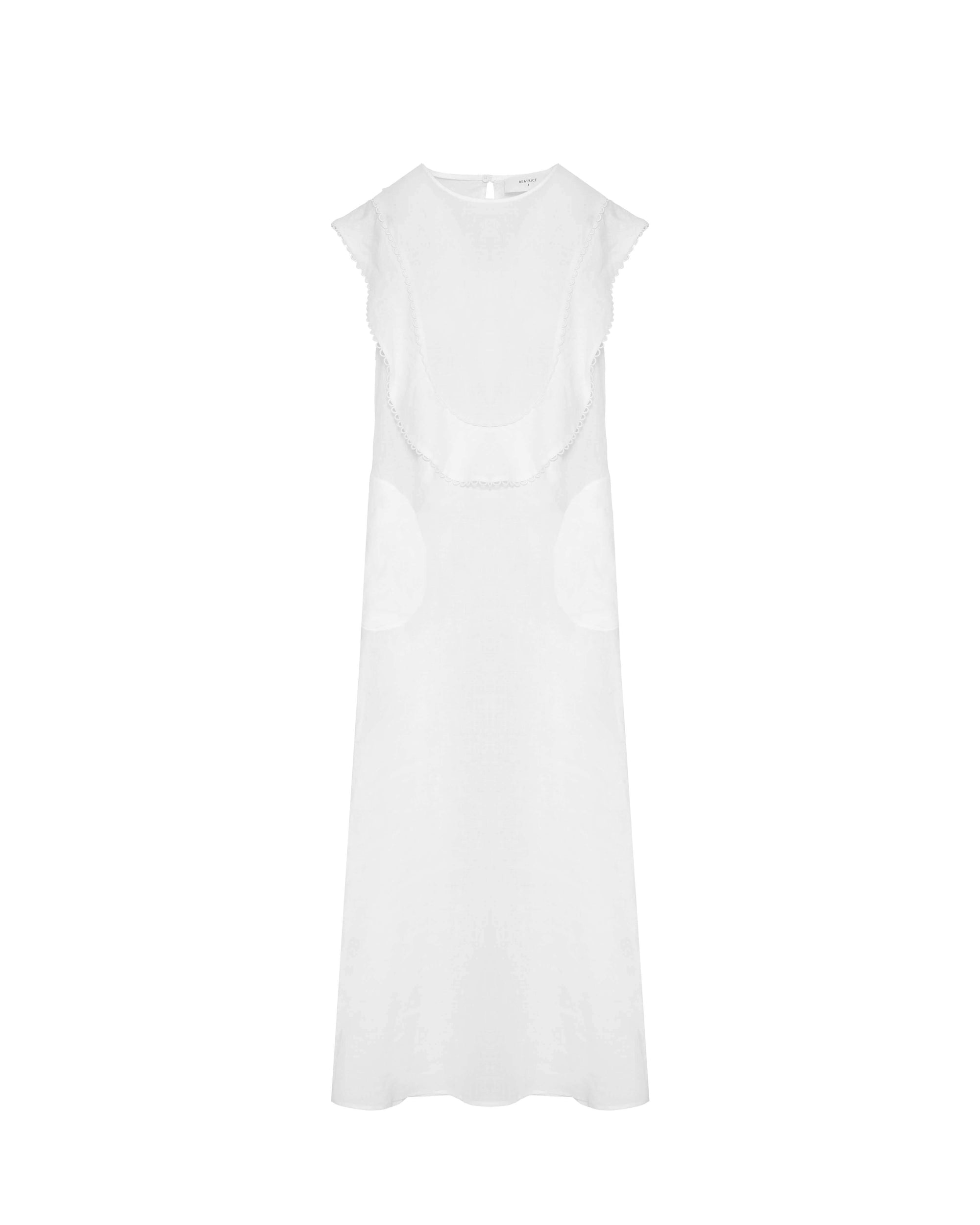 LONG LINEN DRESS WITH TRIM DETAIL