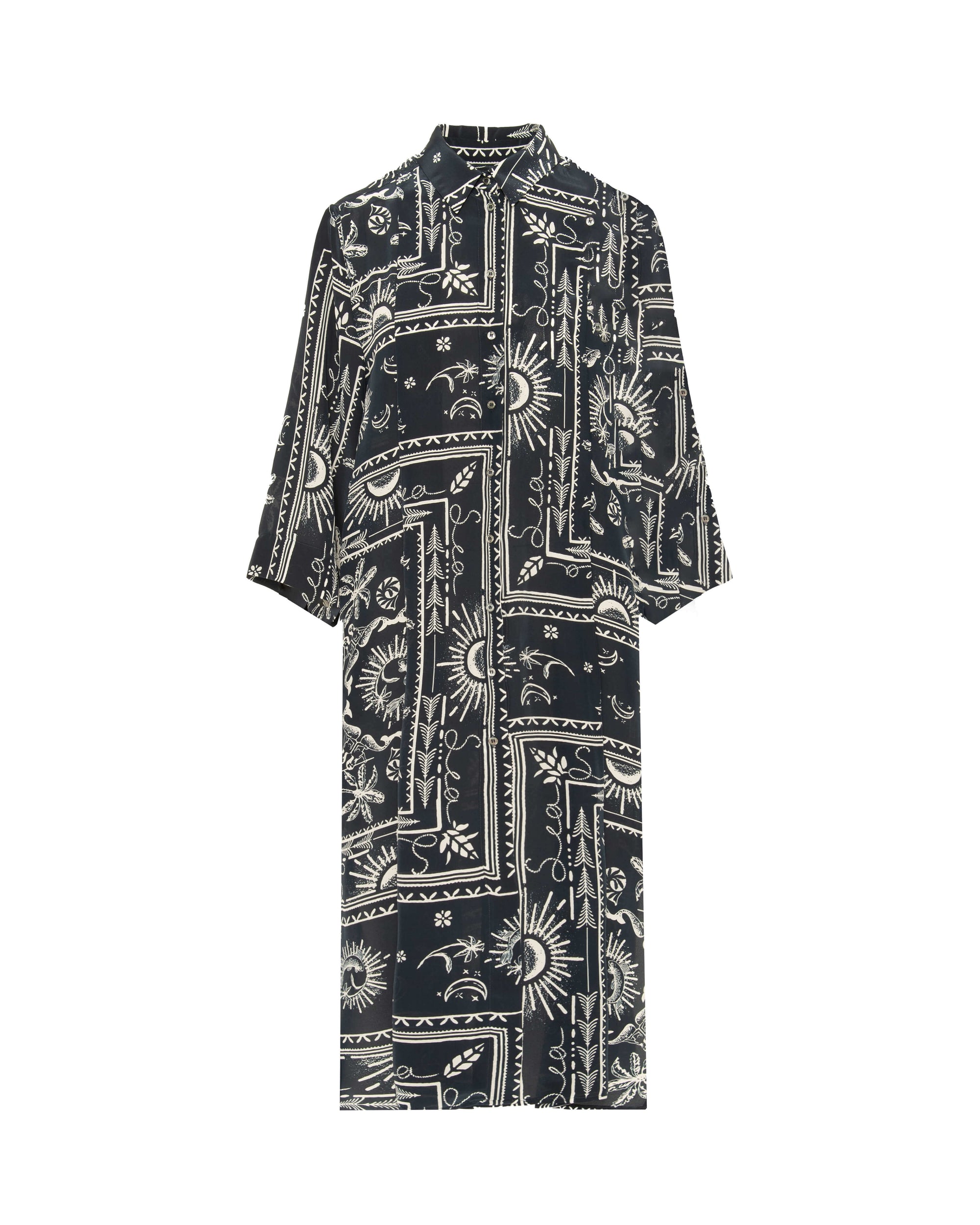 PRINTED SILK-BLEND SHIRT DRESS