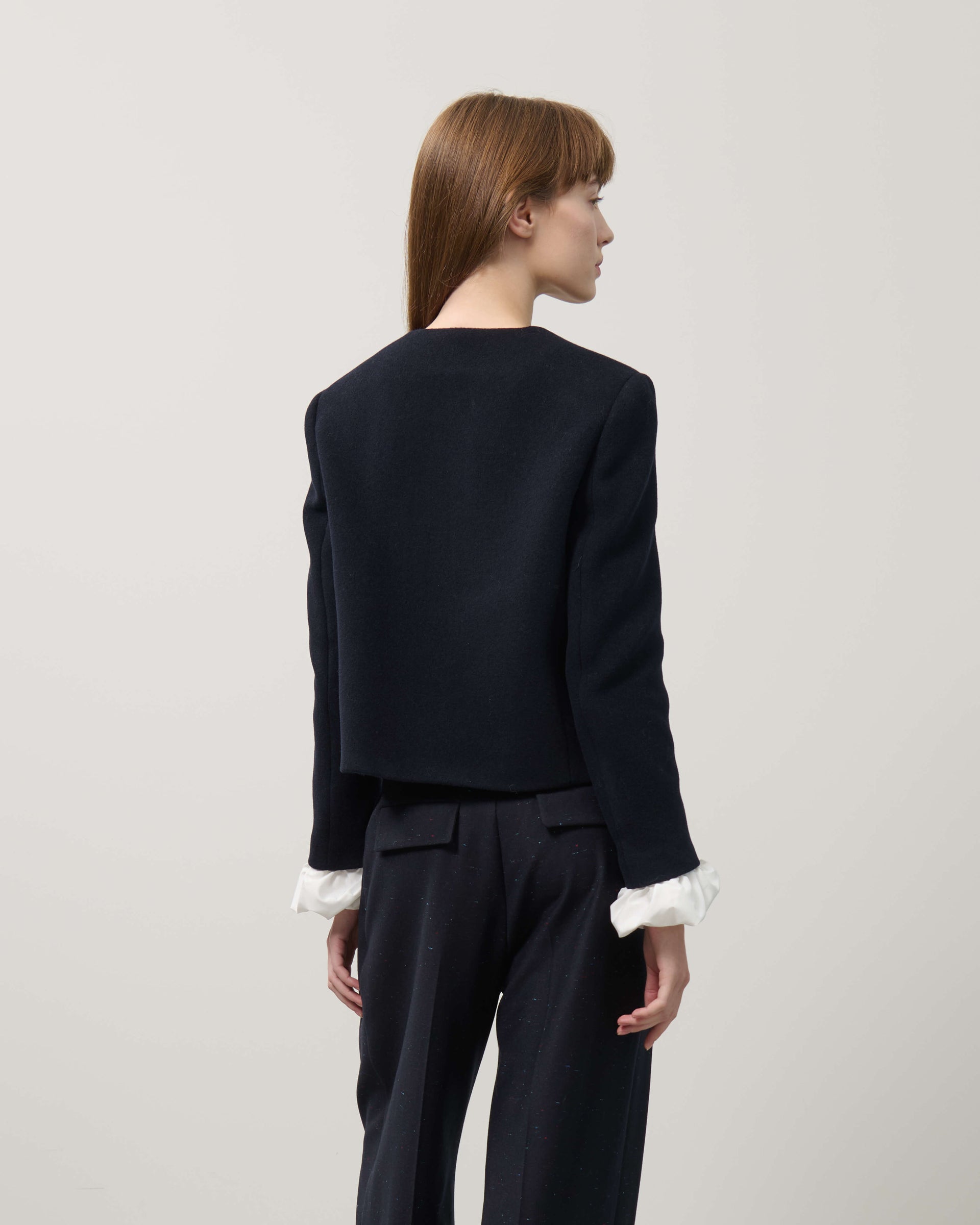 SHORT JACKET WITH CONTRAST CUFF