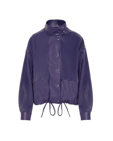 PLEATED ECO-LEATHER BOMBER JACKET