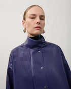 PLEATED ECO-LEATHER BOMBER JACKET