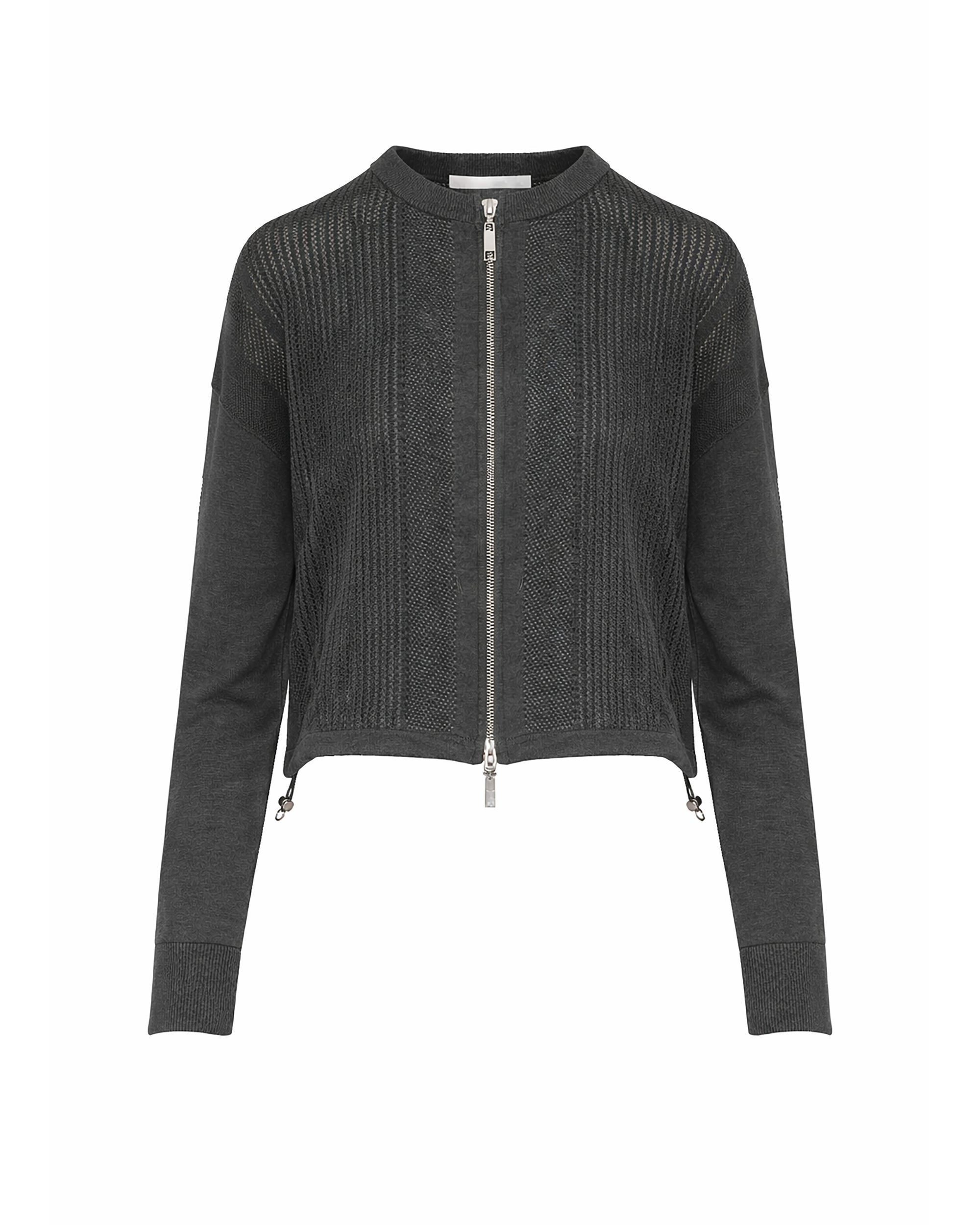 PERFORATED KNIT ZIP-UP JACKET