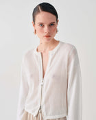 PERFORATED KNIT ZIP-UP JACKET