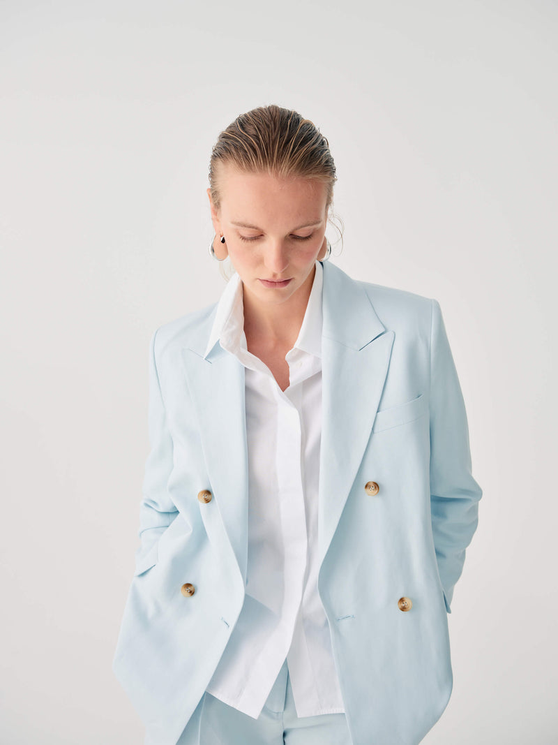 BLAZER DOPPIO PETTO IN MISTO LINO E COTONE