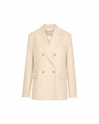 DOUBLE-BREASTED LINEN AND COTTON BLEND BLAZER