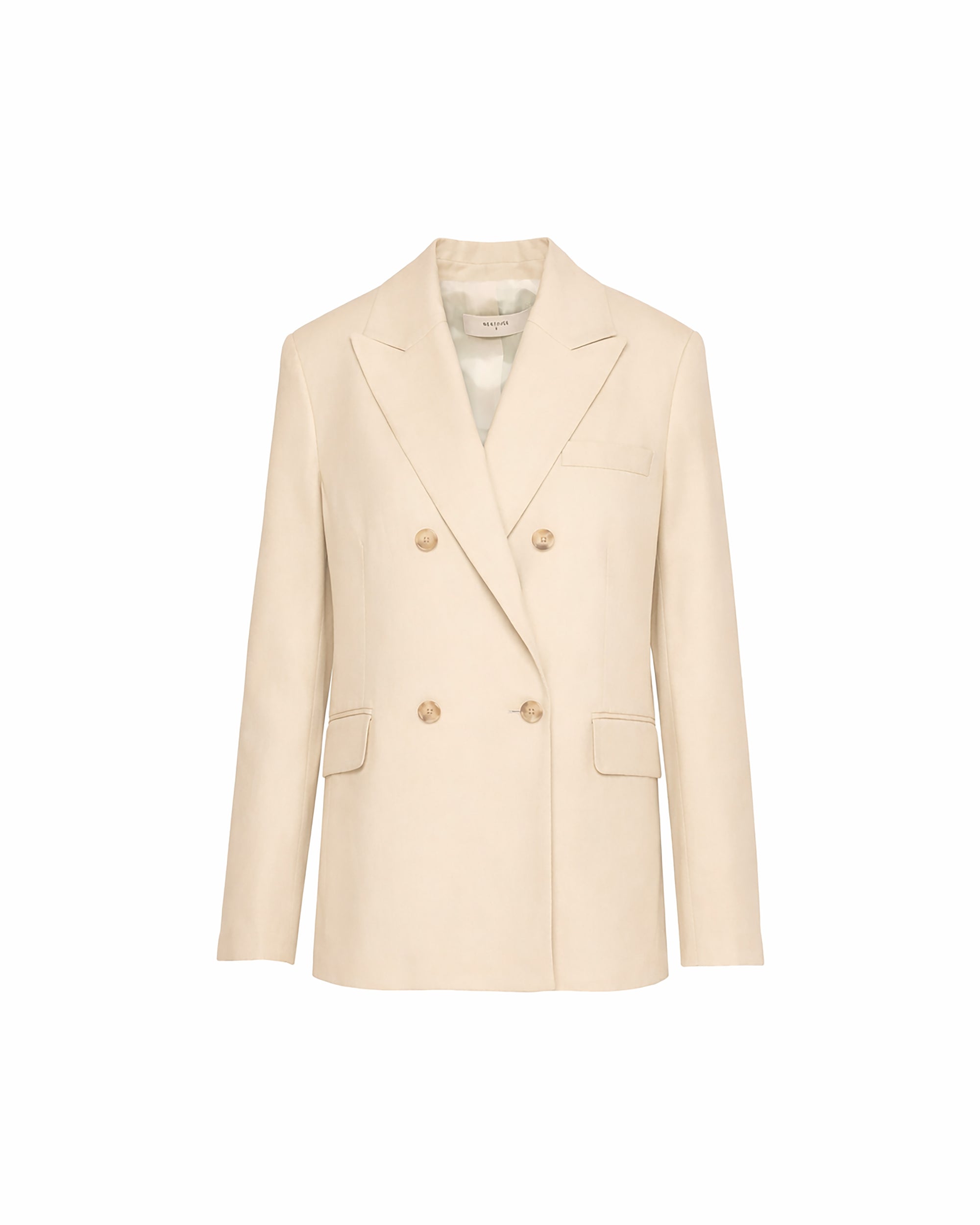 DOUBLE-BREASTED LINEN AND COTTON BLEND BLAZER