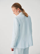 DOUBLE-BREASTED LINEN AND COTTON BLEND BLAZER