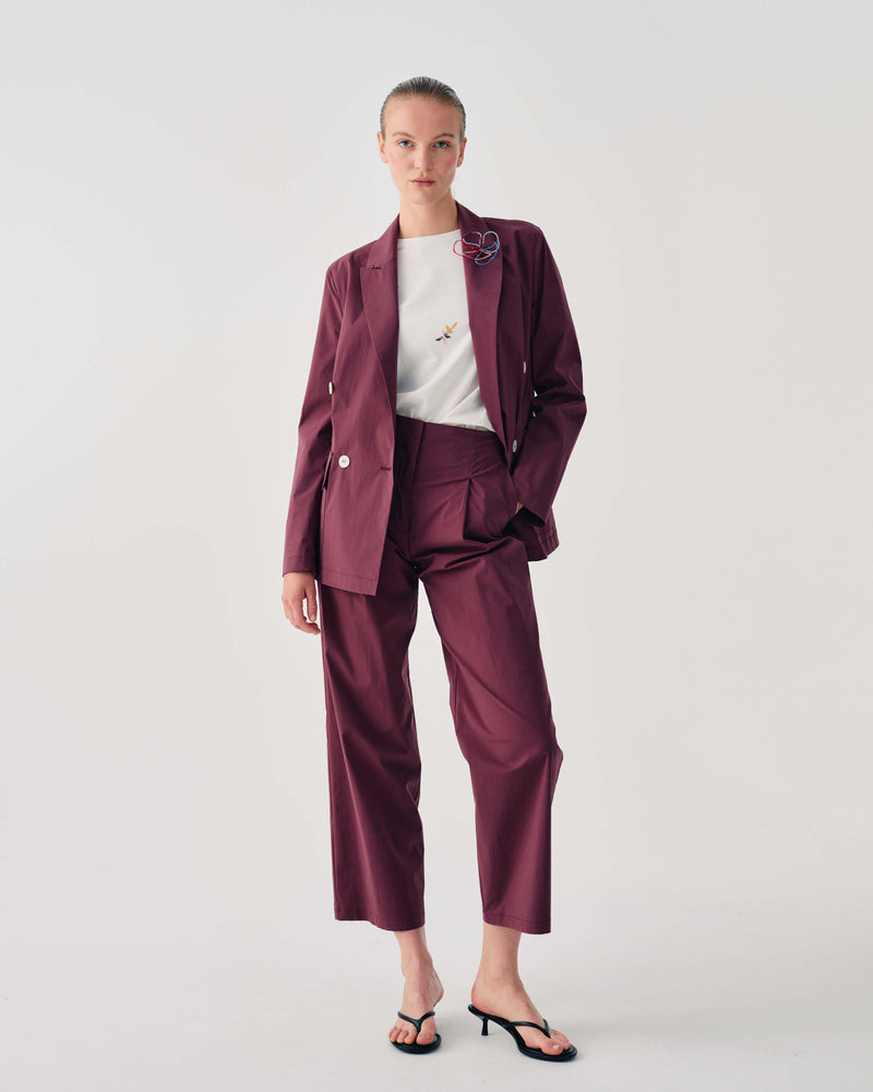 DOUBLE-BREASTED BLAZER WITH FLORAL DETAIL