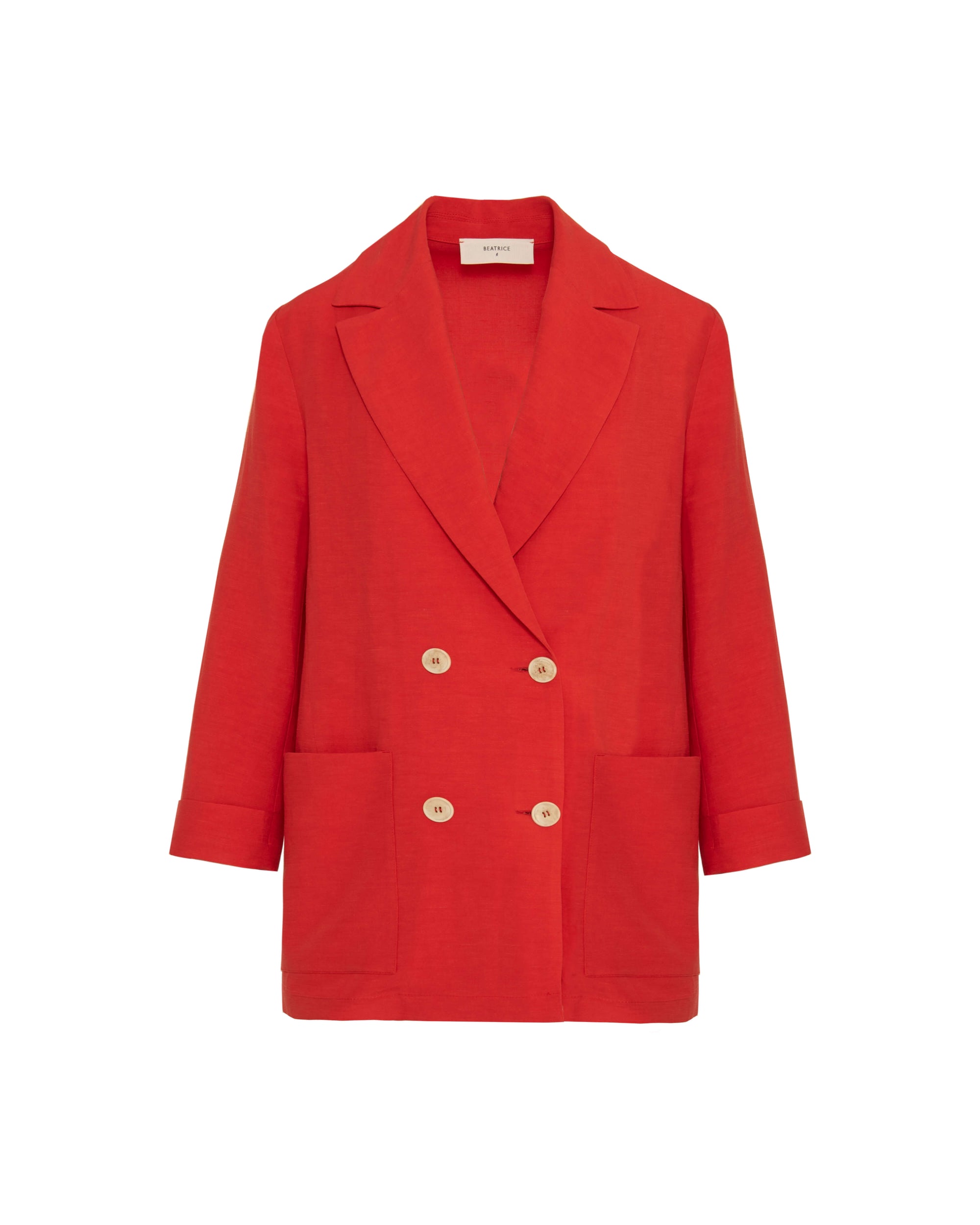 DOUBLE-BREASTED LINEN BLEND BLAZER