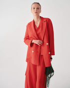 DOUBLE-BREASTED LINEN BLEND BLAZER