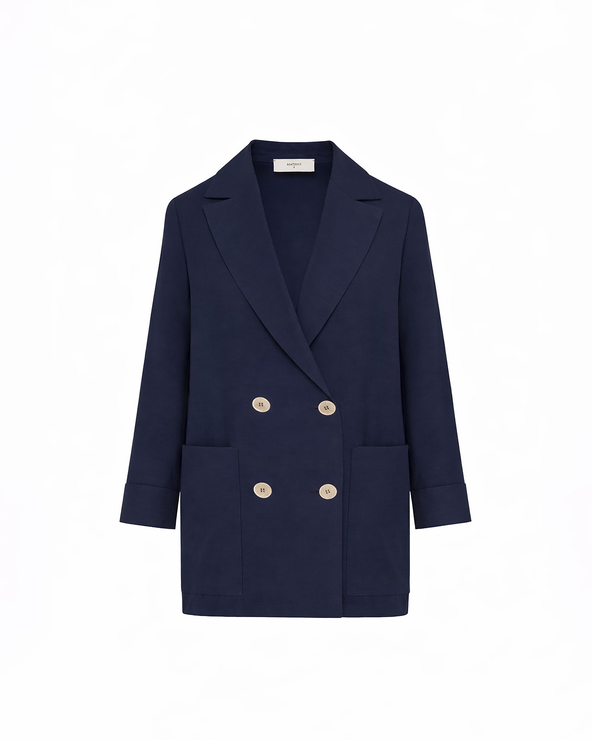 DOUBLE-BREASTED LINEN BLEND BLAZER