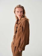 SHORT LINEN BLEND JACKET WITH BOWS