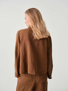 SHORT LINEN BLEND JACKET WITH BOWS