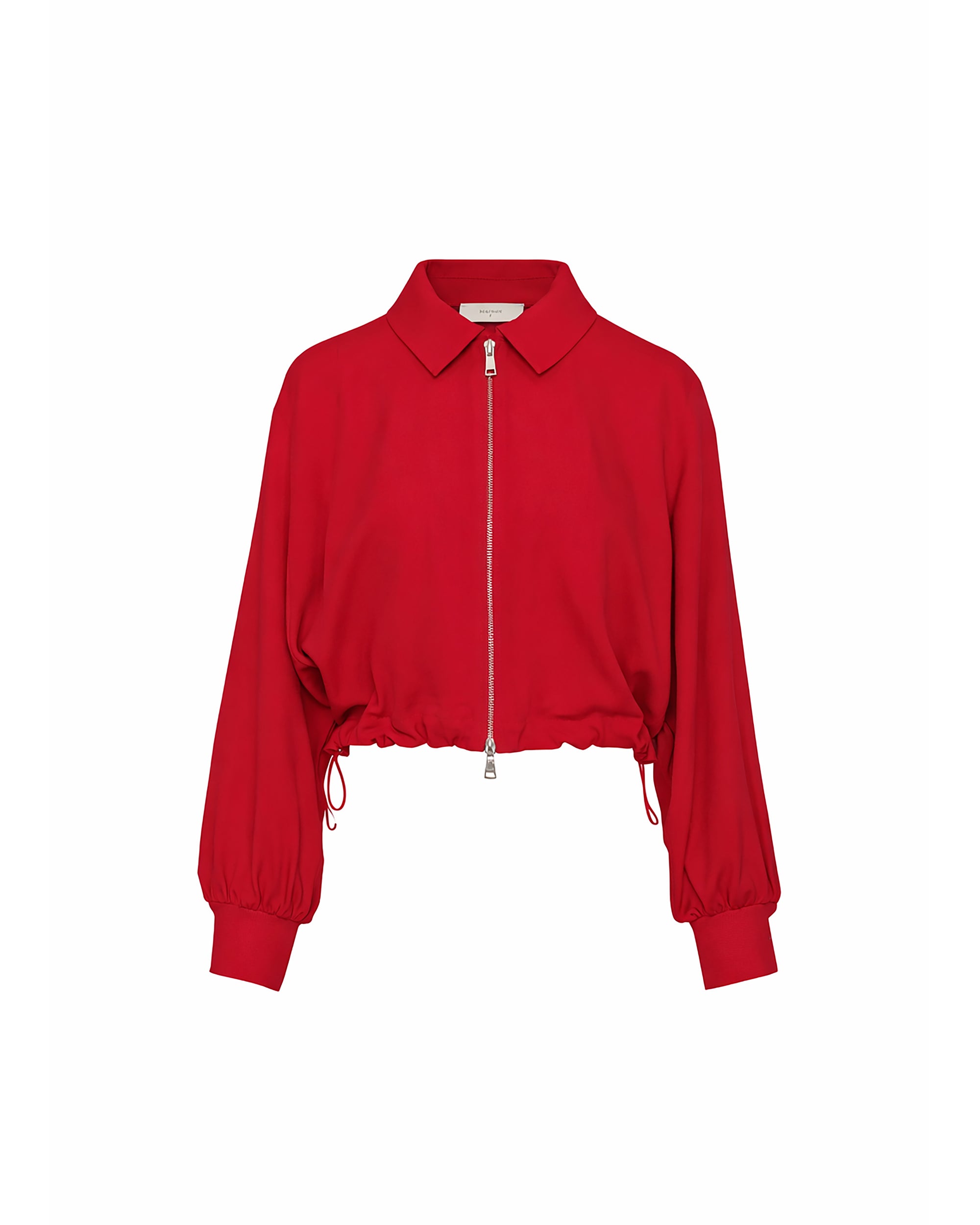 CROPPED JACKET WITH ZIP AND VOLUMINOUS SLEEVES