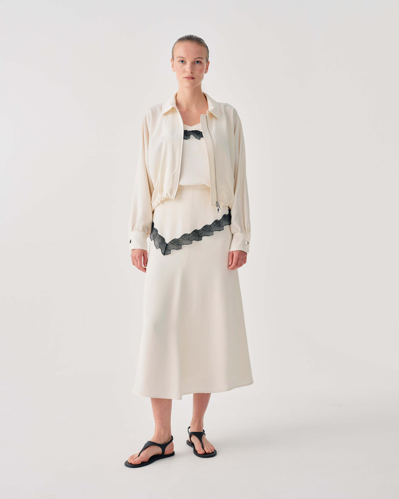 CROPPED JACKET WITH ZIP AND VOLUMINOUS SLEEVES