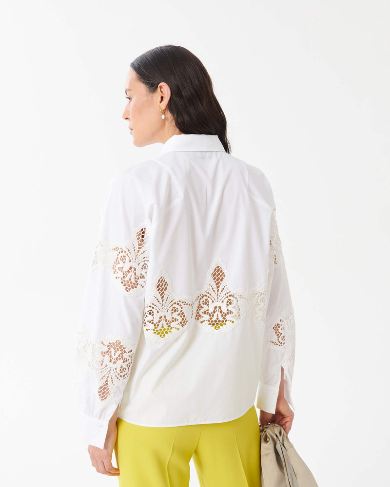 Poplin Shirt with Lace Inserts