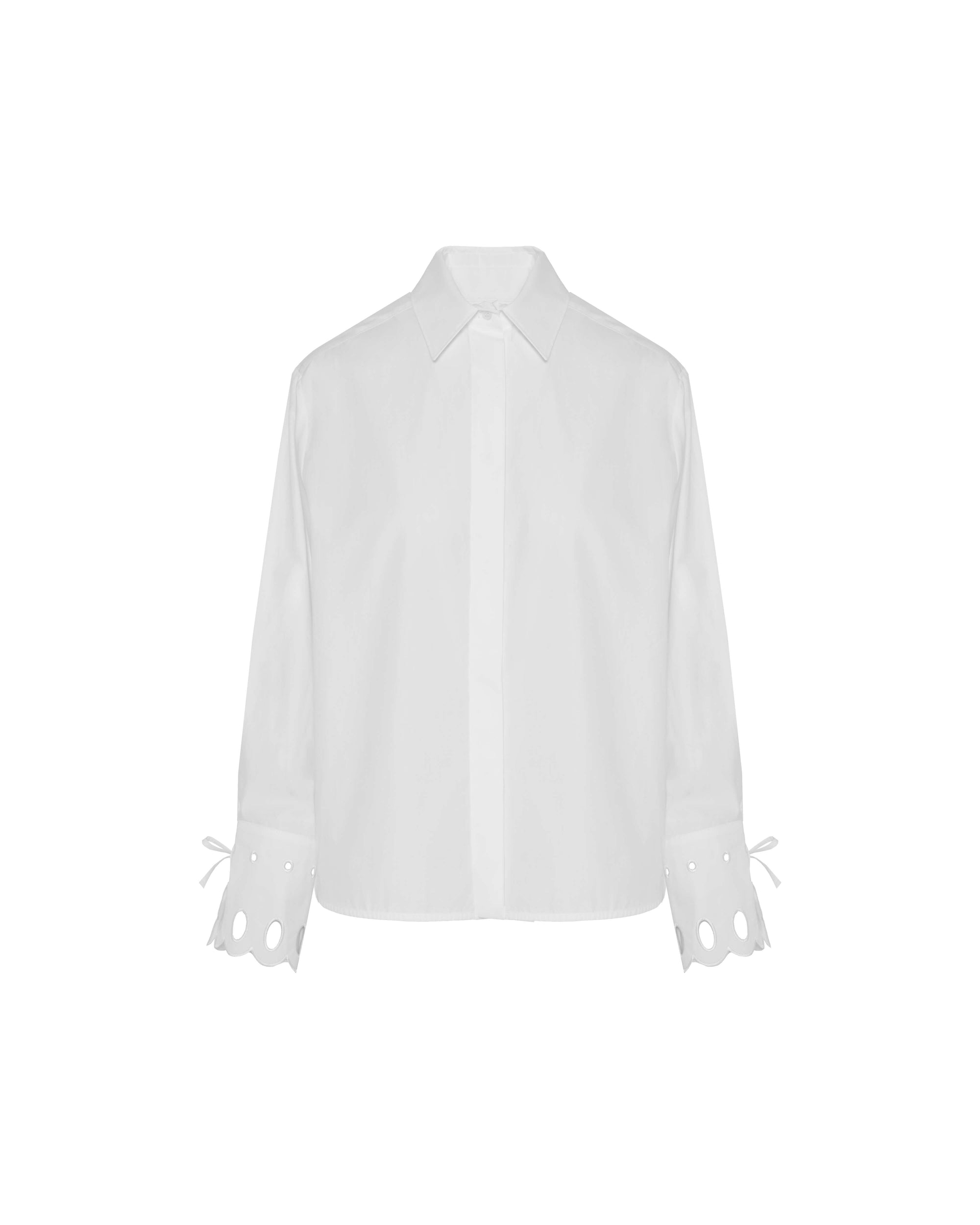 COTTON POPLIN SHIRT WITH EMBROIDERED CUFFS