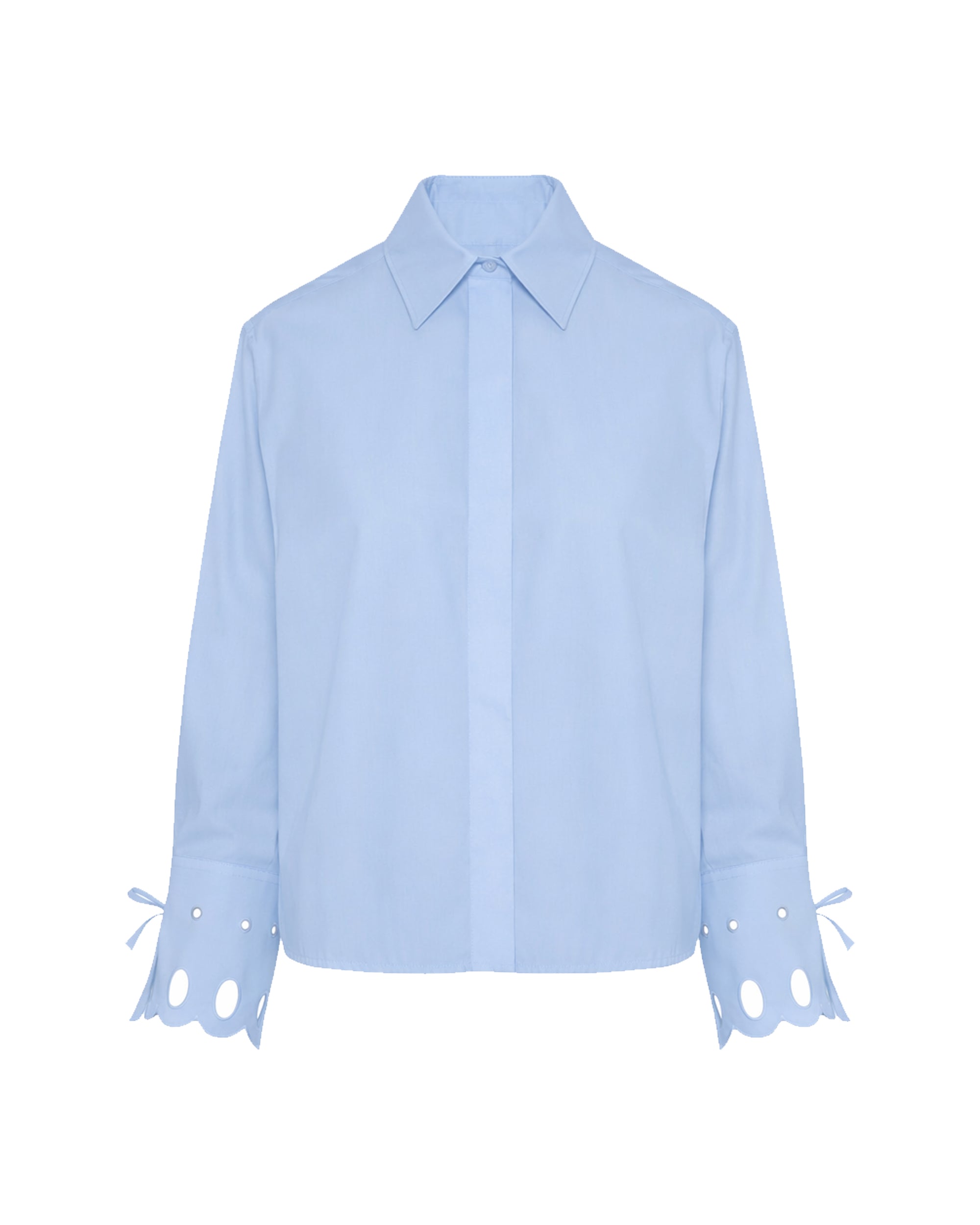 COTTON POPLIN SHIRT WITH EMBROIDERED CUFFS