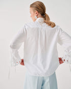 COTTON POPLIN SHIRT WITH EMBROIDERED CUFFS