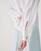 COTTON POPLIN SHIRT WITH EMBROIDERED CUFFS
