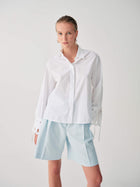COTTON POPLIN SHIRT WITH EMBROIDERED CUFFS