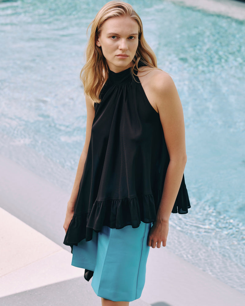 ASYMMETRICAL SHIRT WITH BOW