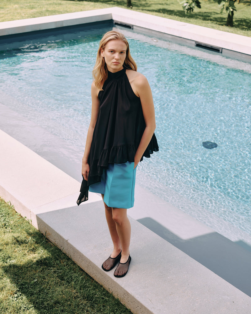 ASYMMETRICAL SHIRT WITH BOW