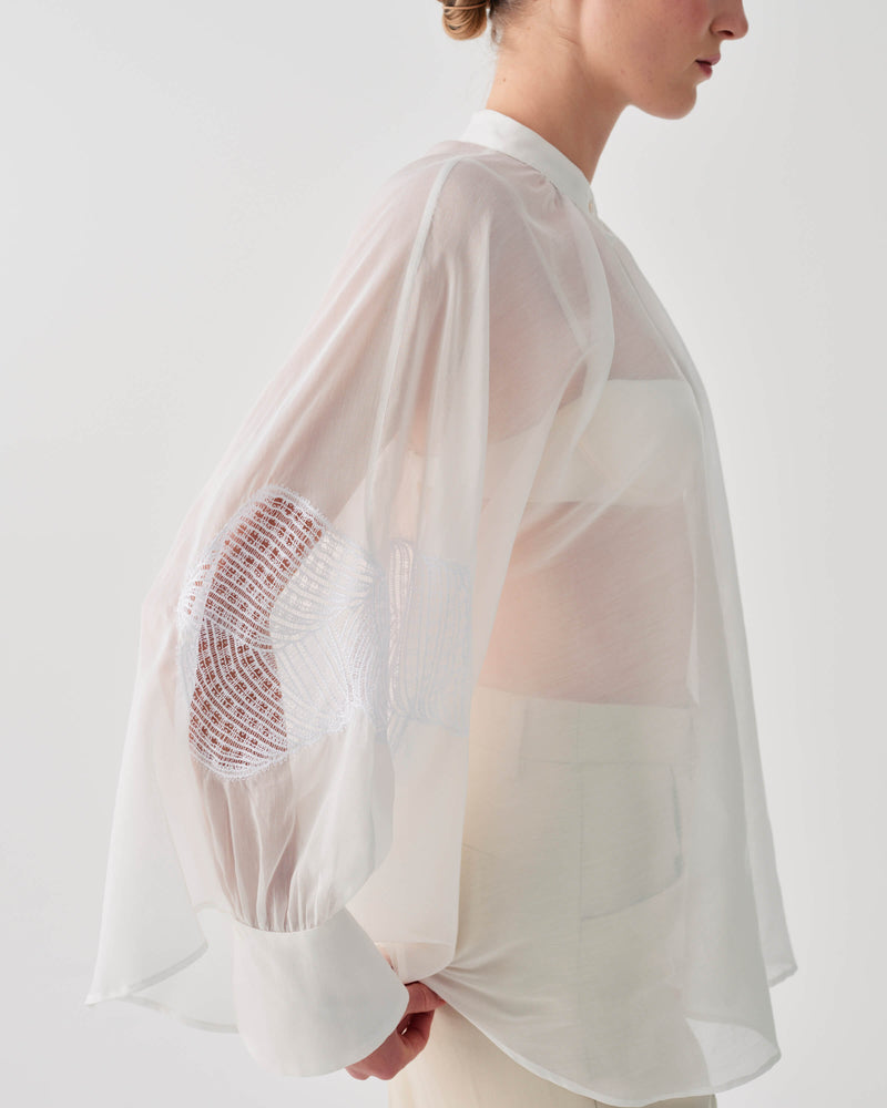 SHIRT WITH EMBROIDERED SLEEVE DETAILS