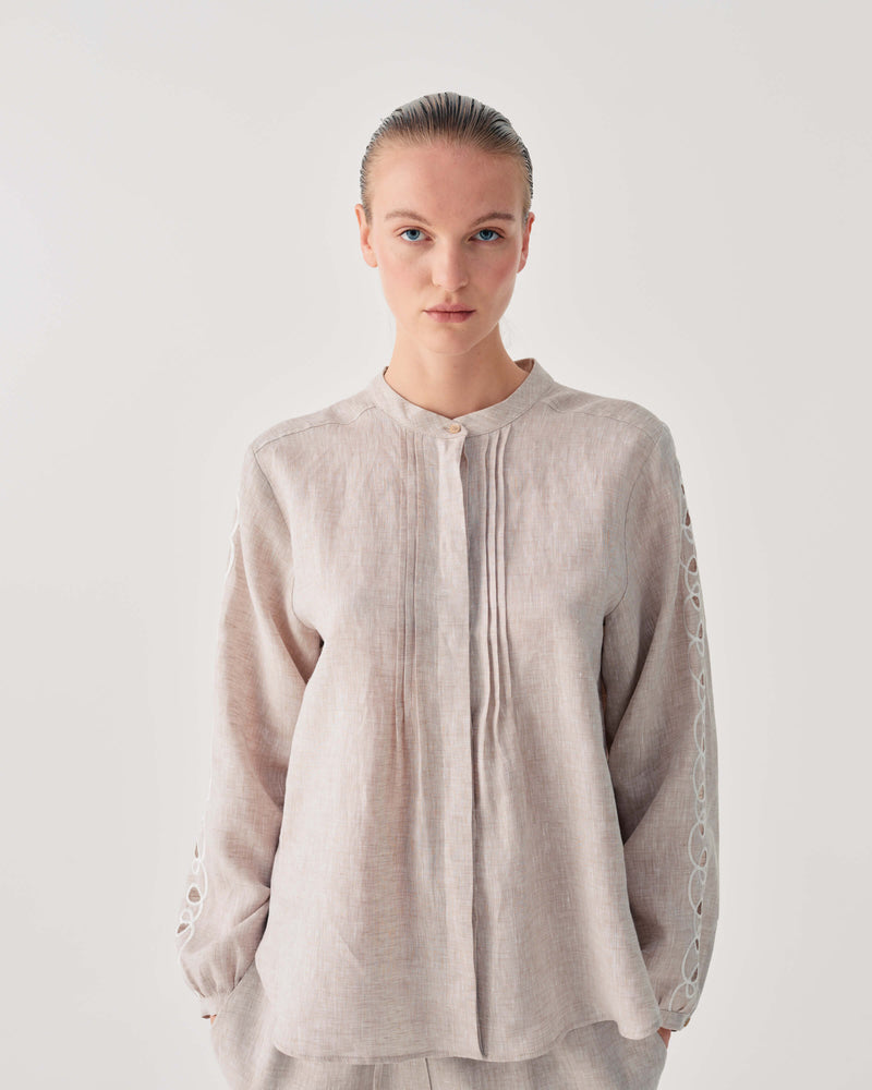 LINEN SHIRT WITH EMBROIDERY