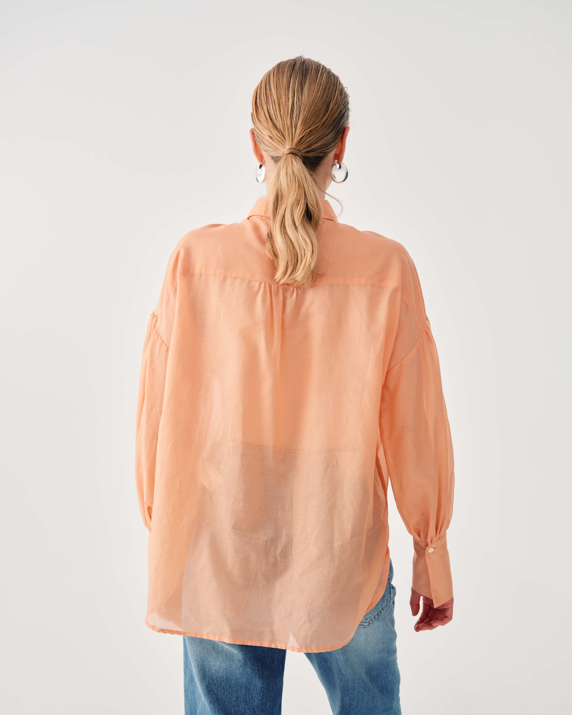 COTTON ORGANZA SHIRT WITH RUFFLED POCKET