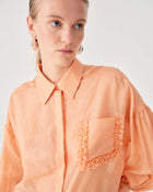 COTTON ORGANZA SHIRT WITH RUFFLED POCKET
