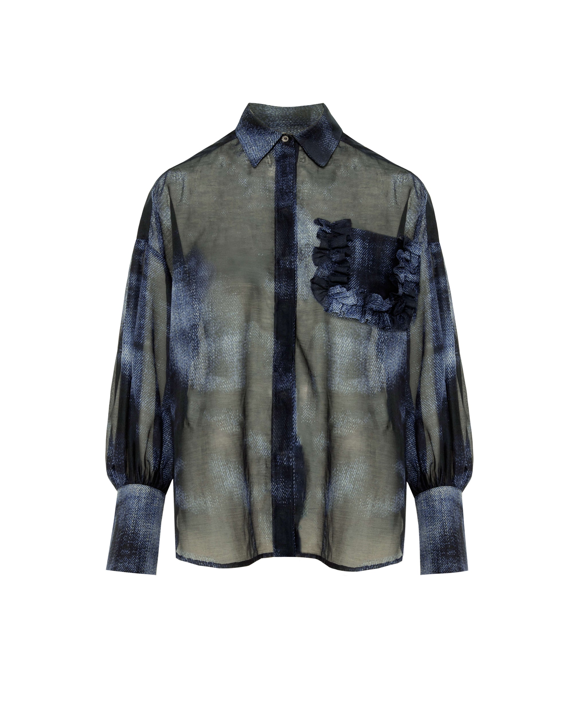 JACQUARD SHIRT WITH RUFFLED POCKET
