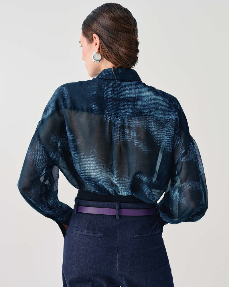 JACQUARD SHIRT WITH RUFFLED POCKET