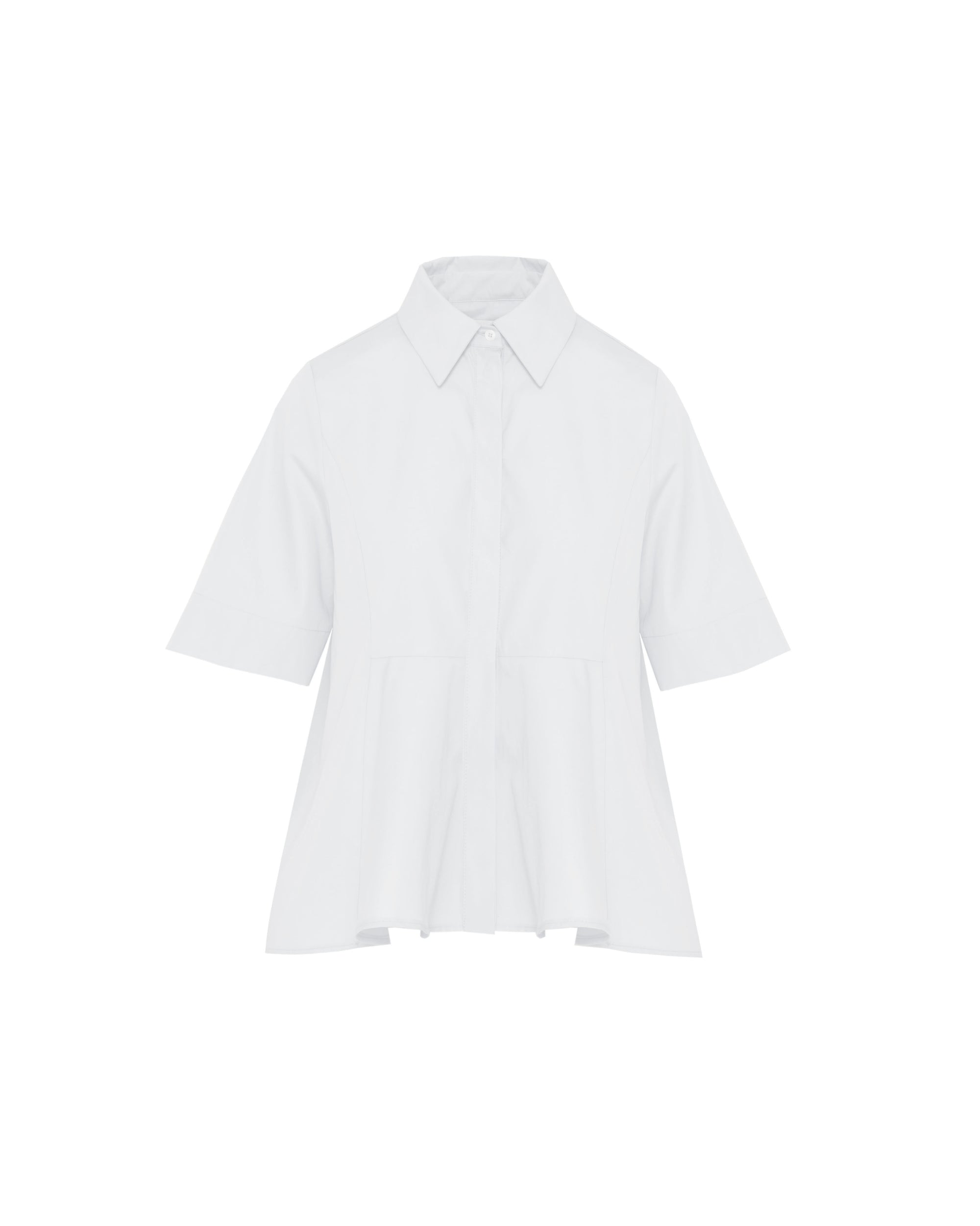 LIGHT BLUE COTTON FLARED SHIRT