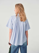 LIGHT BLUE COTTON FLARED SHIRT