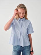 LIGHT BLUE COTTON FLARED SHIRT