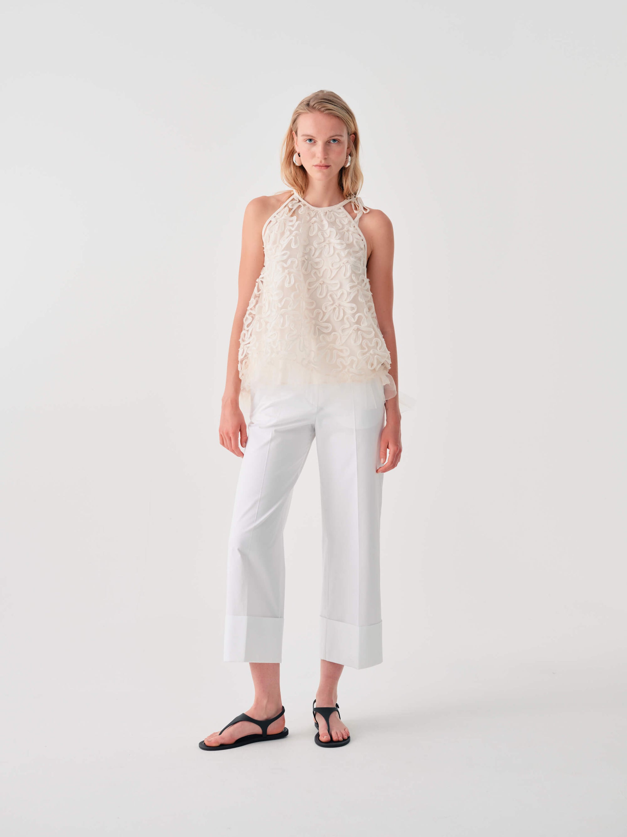 EMBROIDERED TULLE TOP