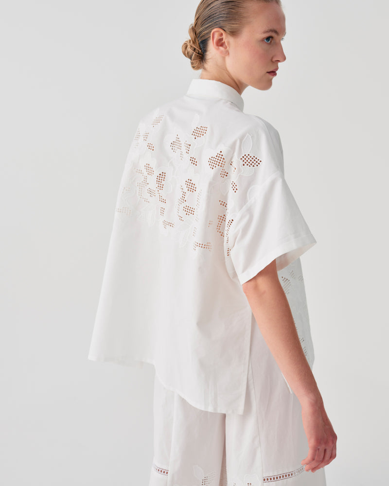 COTTON SHIRT WITH FLORAL EMBROIDERY