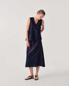 SATIN TOP WITH FLORAL EMBROIDERY