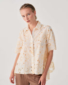EMBROIDERED ORGANZA SHIRT WITH POINTED HEM