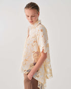 EMBROIDERED ORGANZA SHIRT WITH POINTED HEM