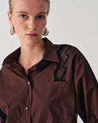 POPLIN SHIRT WITH LACE INSERTS