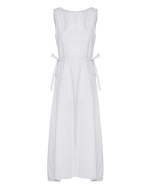 flared dress of poplin with elastic and laces