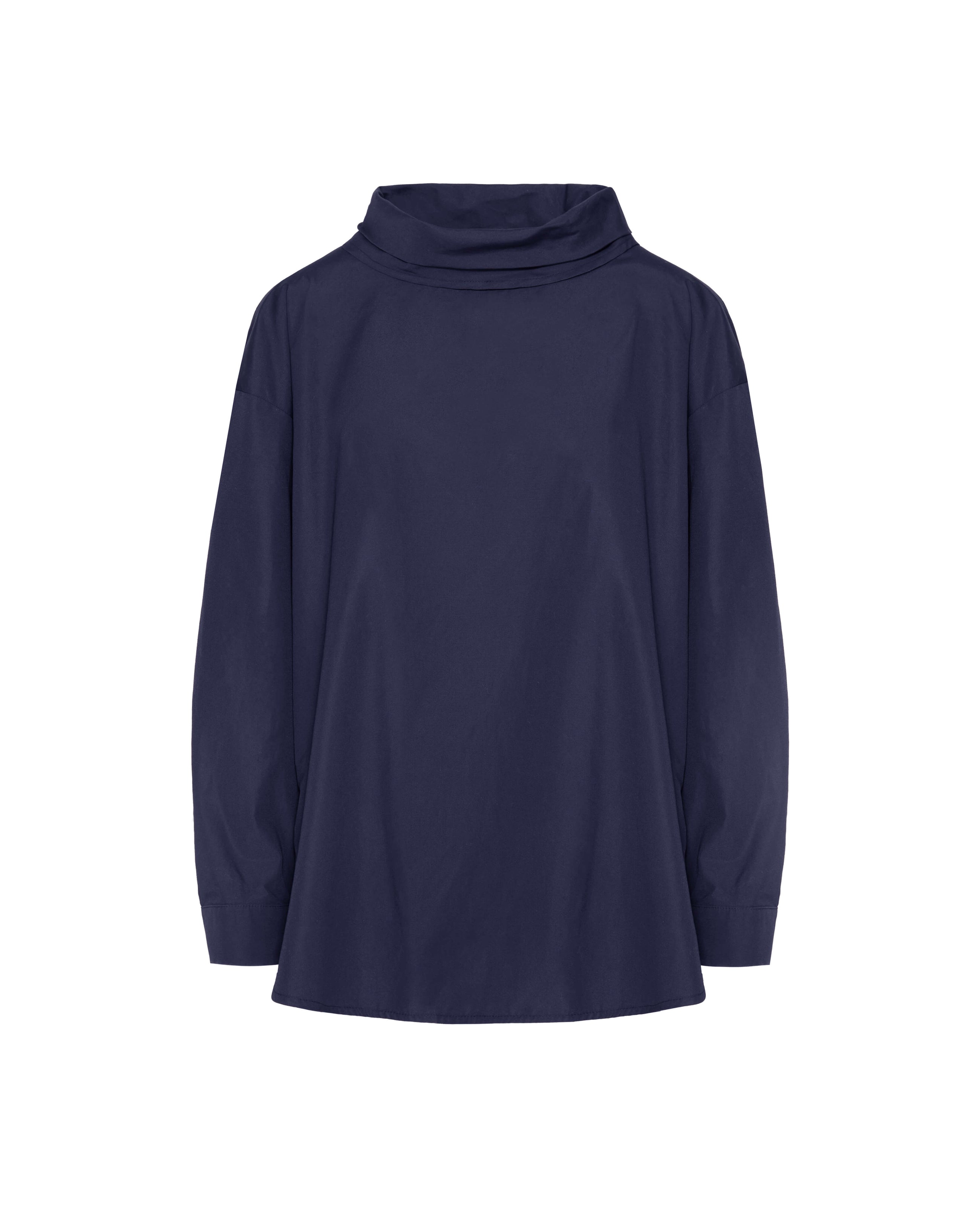 BLUSA IN POPELINE CON COLLO DRAPPEGGIATO