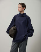 BLUSA IN POPELINE CON COLLO DRAPPEGGIATO