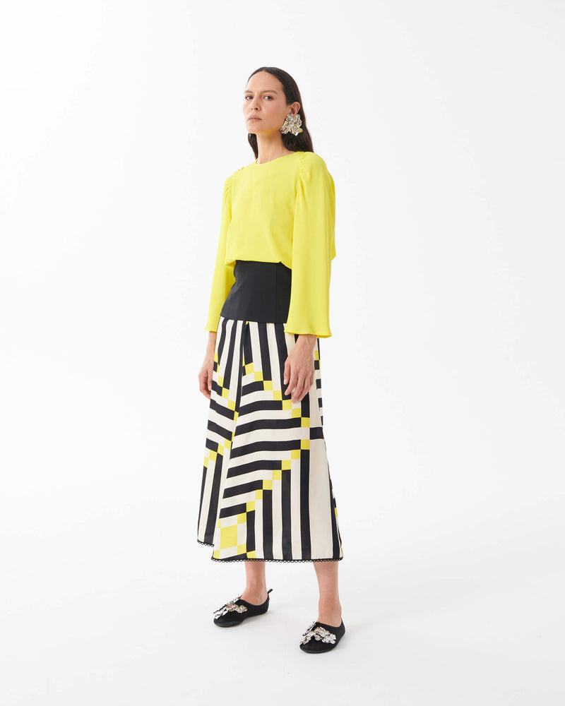 Flared Skirt with Geometric Print