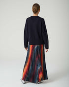 LONG PRINTED AND PLEATED SKIRT