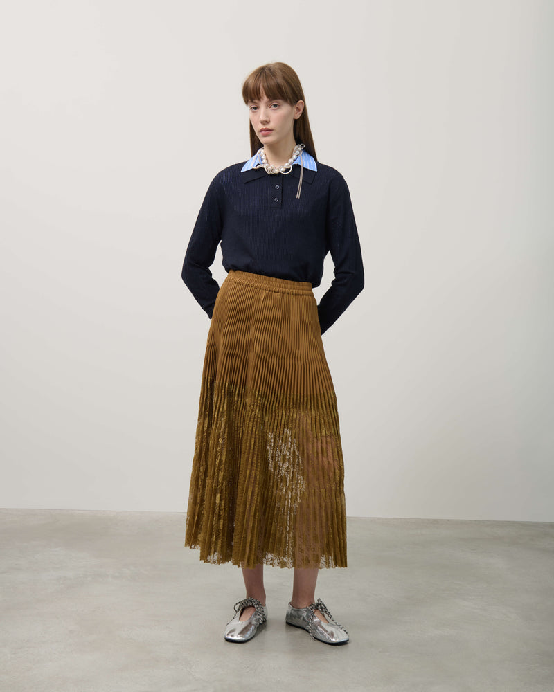 POLO SHIRT WITH FANCY STITCH IN WOOL, SILK AND CASHMERE