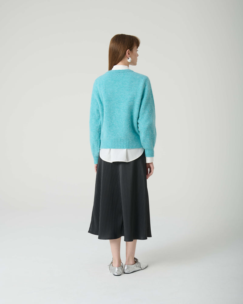 PLEATED ECO-LEATHER MIDI SKIRT